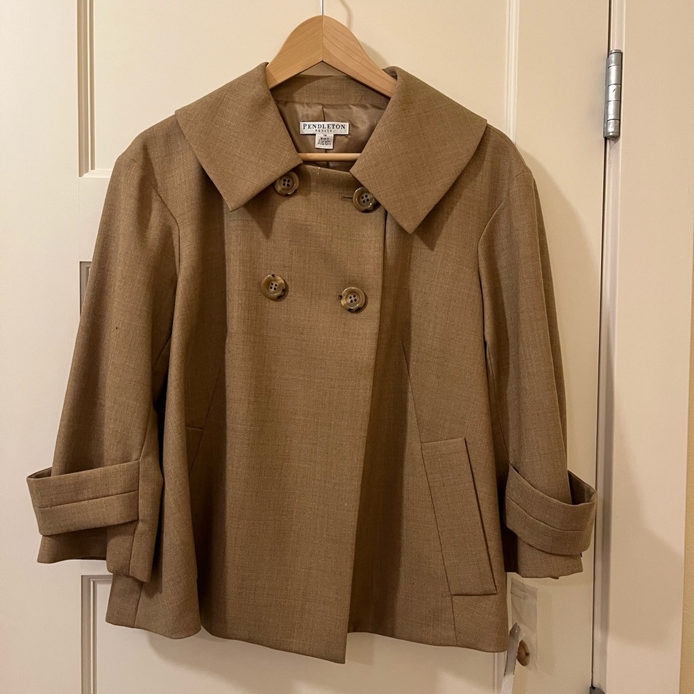 Pendleton • Cropped Peacoat • Virgin Wool Swing Jacket • Size 14 • Moth Holes!!